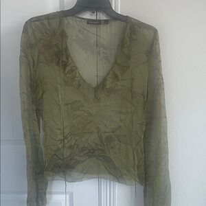 Tamari Olive Green Sheer Women's Top
